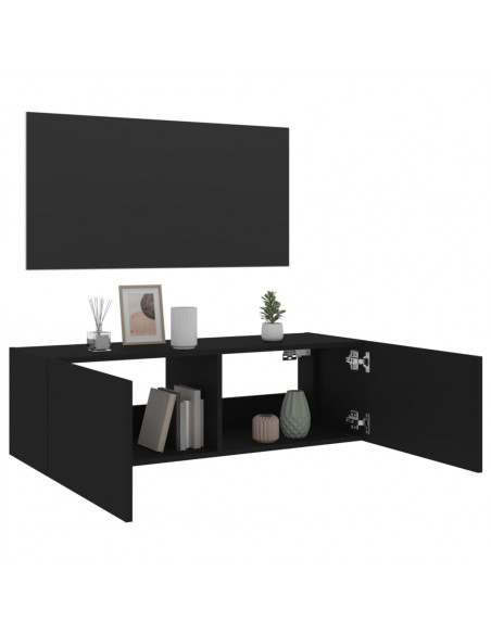 Mobile TV a Parete con Luci LED Nero 100x35x31 cm