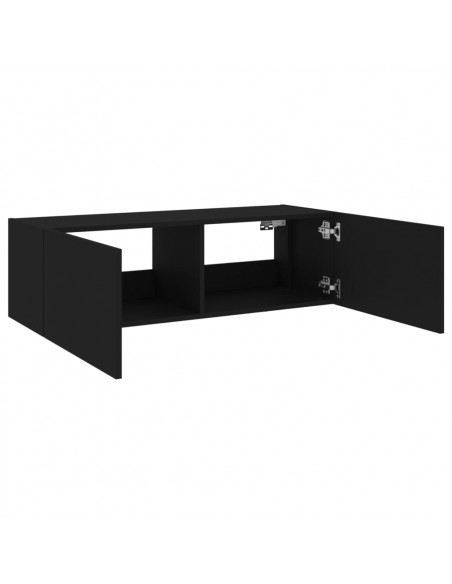Mobile TV a Parete con Luci LED Nero 100x35x31 cm