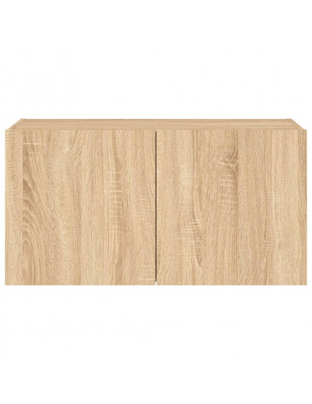 Mobile TV a Parete con Luci LED Rovere Sonoma 80x35x41 cm