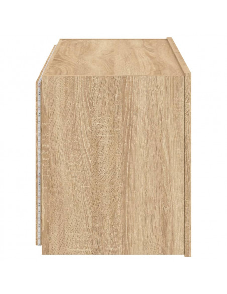 Mobile TV a Parete con Luci LED Rovere Sonoma 80x35x41 cm