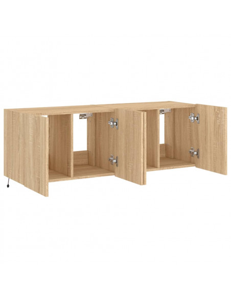 Mobili TV a Parete con Luci LED 2pz Rovere Sonoma 60x35x41 cm