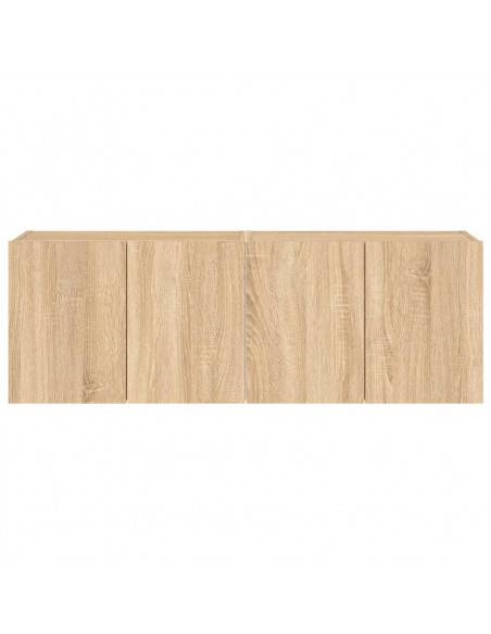 Mobili TV a Parete con Luci LED 2pz Rovere Sonoma 60x35x41 cm