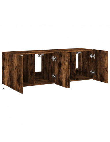 Mobili TV a Parete con Luci LED 2pz Rovere Fumo 60x35x41 cm