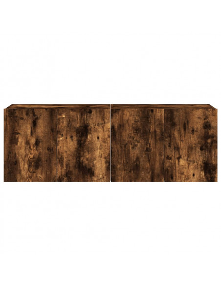 Mobili TV a Parete con Luci LED 2pz Rovere Fumo 60x35x41 cm
