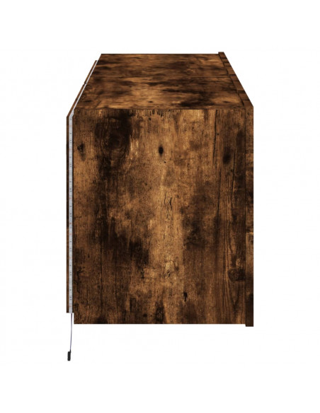 Mobili TV a Parete con Luci LED 2pz Rovere Fumo 60x35x41 cm