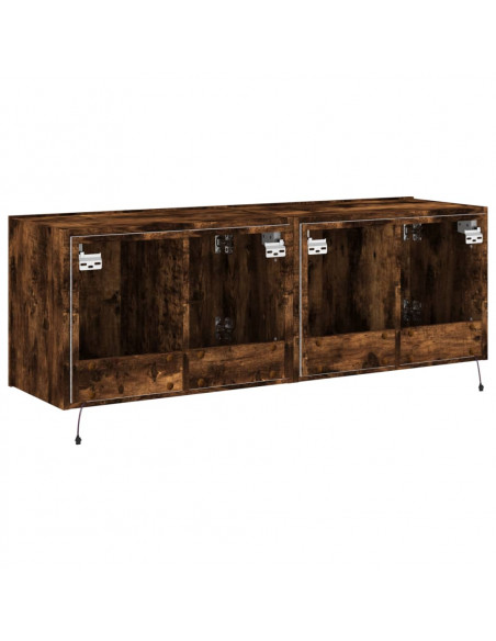 Mobili TV a Parete con Luci LED 2pz Rovere Fumo 60x35x41 cm