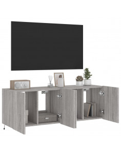 Mobili TV a Parete con Luci LED 2pz Grigio Sonoma 60x35x41 cm 2