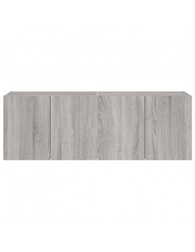 Mobili TV a Parete con Luci LED 2pz Grigio Sonoma 60x35x41 cm