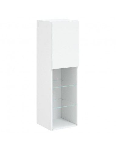 Mobili TV a Muro con LED 5pz Bianchi in Legno Multistrato