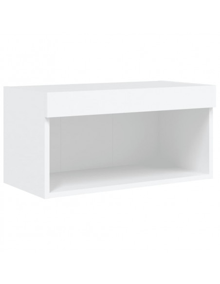 Mobili TV a Muro con LED 8pz Bianchi in Legno Multistrato