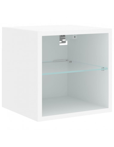 Mobili TV a Muro con LED 8pz Bianchi in Legno Multistrato