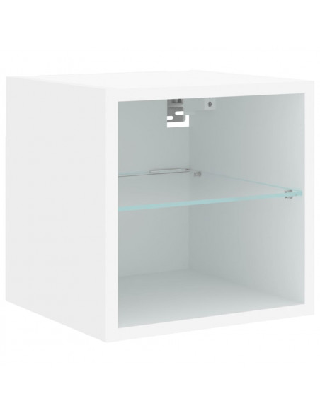 Mobili TV a Muro con LED 8pz Bianchi in Legno Multistrato