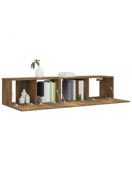 Set Mobili Porta TV 2 pz Rovere Fumo in Legno Multistrato