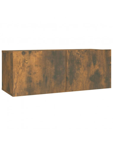 Set Mobili Porta TV 2 pz Rovere Fumo in Legno Multistrato