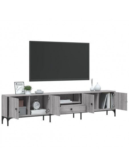 Mobile TV Cassetto Grigio Sonoma 200x25x44 cm Legno Multistrato