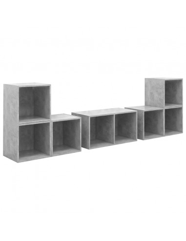Set Mobili TV 6 pz Grigio Cemento in Truciolato
