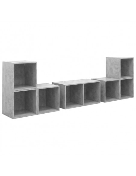 Set Mobili TV 6 pz Grigio Cemento in Truciolato