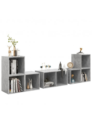 Set Mobili TV 6 pz Grigio Cemento in Truciolato