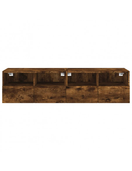 Mobili TV a Muro 2 pz Rovere Fumo 60x30x30 cm Legno Multistrato