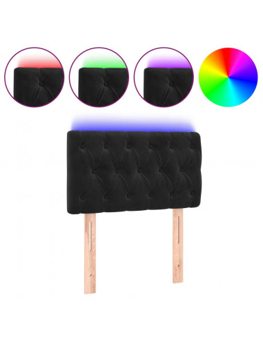 Testiera a LED Nera 80x7x78/88 cm in Velluto