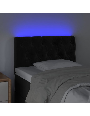 Testiera a LED Nera 80x7x78/88 cm in Velluto