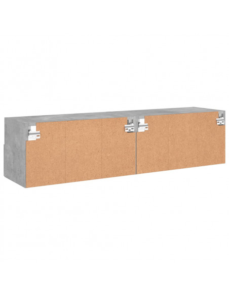 Mobili TV Muro 2pz Grigio Cemento 60x30x30 cm Legno Multistrato