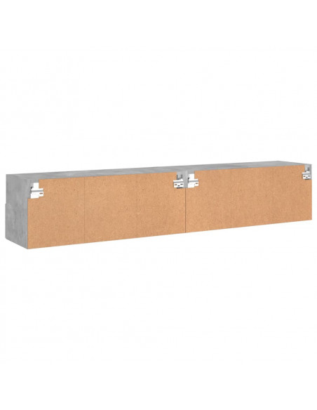 Mobili TV Muro 2pz Grigio Cemento 80x30x30 cm Legno Multistrato