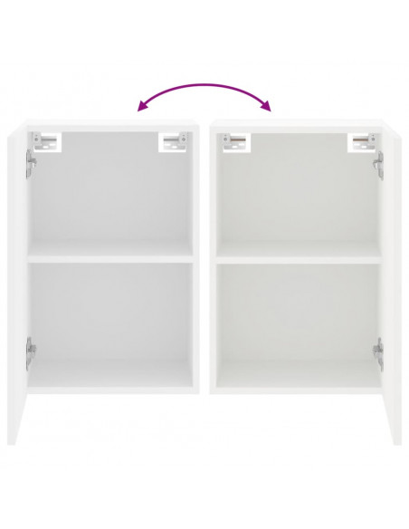 Mobili TV a Parete 2pz Bianchi 40,5x30x60 cm Legno Multistrato