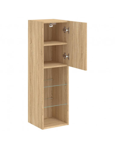 Mobile TV con Luci LED Rovere Sonoma 30,5x30x102 cm