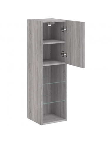 Mobile TV con Luci LED Grigio Sonoma 30,5x30x102 cm