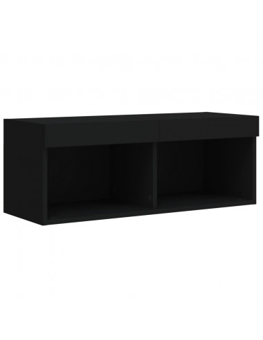 Mobile Porta TV con Luci LED Nero 80x30x30 cm