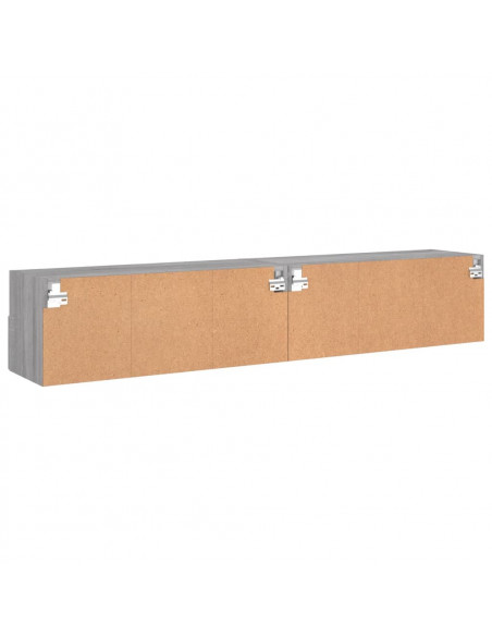 Mobili TV Parete 2pz Grigio Sonoma 80x30x30cm Legno Multistrato