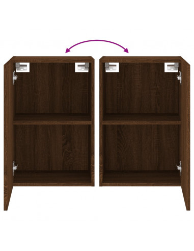 Mobili TV Muro 2 pz Rovere Marrone 40,5x30x60 Legno Multistrato