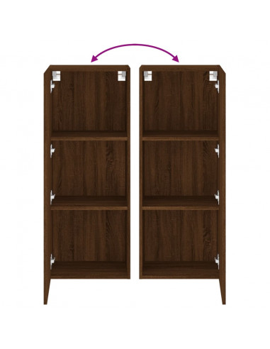 Mobile TV Parete Rovere Marrone 40,5x30x102cm Legno Multistrato