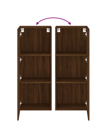 Mobile TV Parete Rovere Marrone 40,5x30x102cm Legno Multistrato