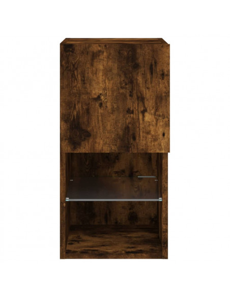 Mobili Porta TV con Luci LED 2 pz Rovere Fumo 30,5x30x60 cm