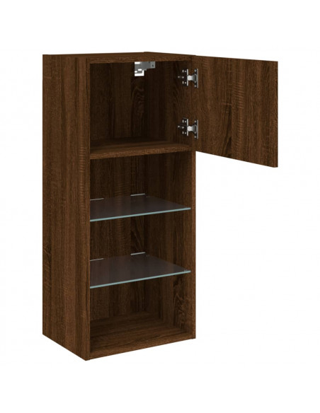 Mobile TV con Luci LED Rovere Marrone 40,5x30x90 cm