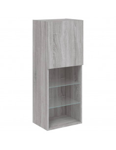 Mobile TV con Luci LED Grigio Sonoma 40,5x30x102 cm 2