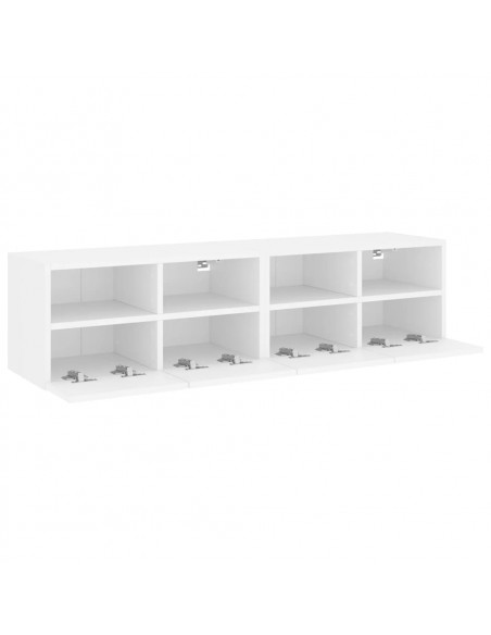 Mobili TV a Parete 2pz Bianchi 60x30x30 cm in Legno Multistrato