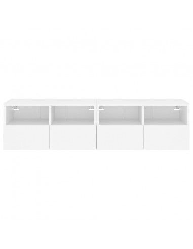 Mobili TV a Parete 2pz Bianchi 60x30x30 cm in Legno Multistrato