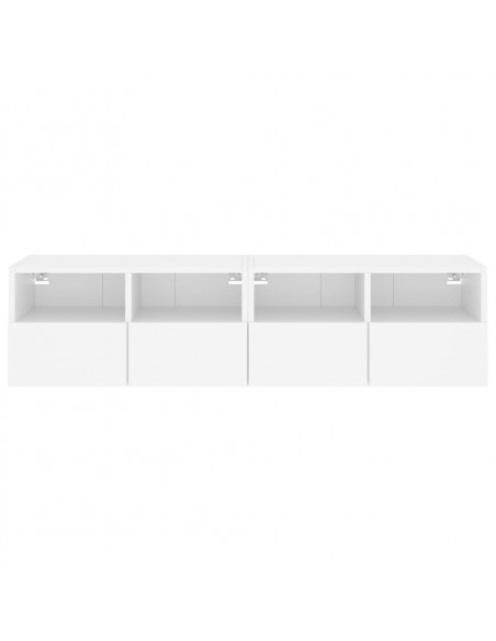 Mobili TV a Parete 2pz Bianchi 60x30x30 cm in Legno Multistrato