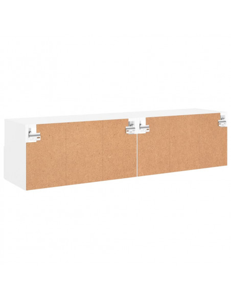 Mobili TV a Parete 2pz Bianchi 60x30x30 cm in Legno Multistrato