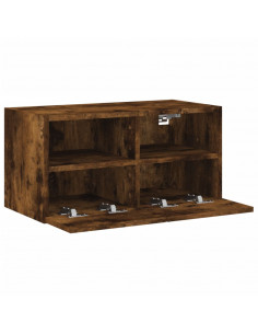 Mobile TV a Parete Rovere Fumo 60x30x30 cm in Legno Multistrato 2