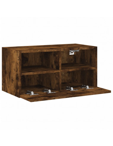 Mobile TV a Parete Rovere Fumo 60x30x30 cm in Legno Multistrato
