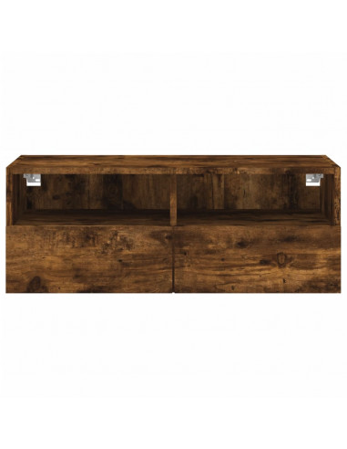 Mobile TV a Parete Rovere Fumo 80x30x30 cm in Legno Multistrato