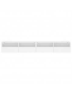 Mobili TV a Parete 2pz Bianchi 100x30x30 cm Legno Multistrato 2
