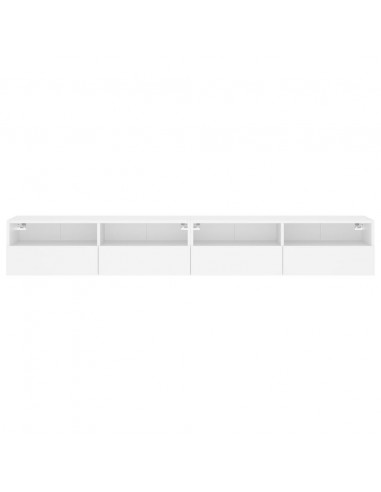 Mobili TV a Parete 2pz Bianchi 100x30x30 cm Legno Multistrato