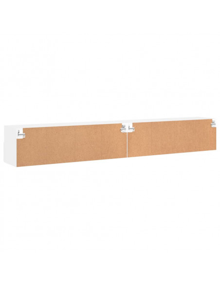 Mobili TV a Parete 2pz Bianchi 100x30x30 cm Legno Multistrato