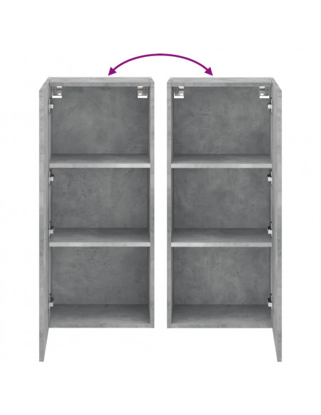 Mobile TV Parete Grigio Cemento 40,5x30x90 cm Legno Multistrato