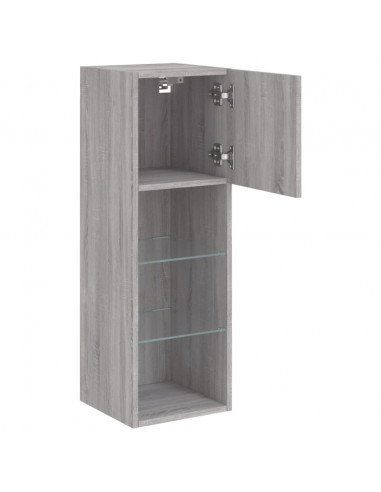 Mobile TV con Luci LED Grigio Sonoma 30,5x30x90 cm